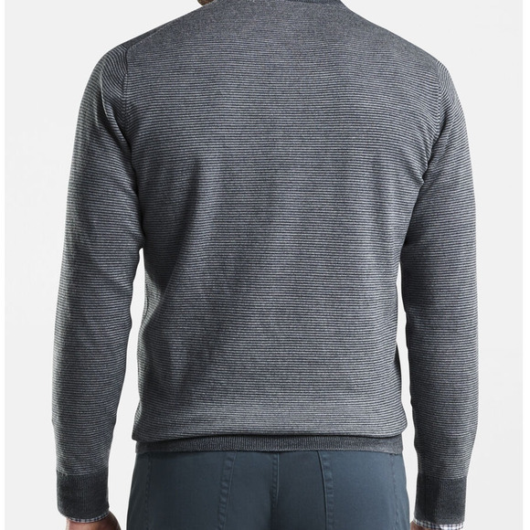 Peter Millar Needle Stripe Wool Quarter Zip Sweater Gray Men's Size Small NWT - Picture 2 of 12